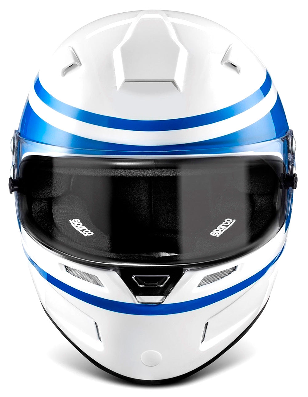 The Sparco Air Pro RF-5W in white with blue stripes at the best price and best service.