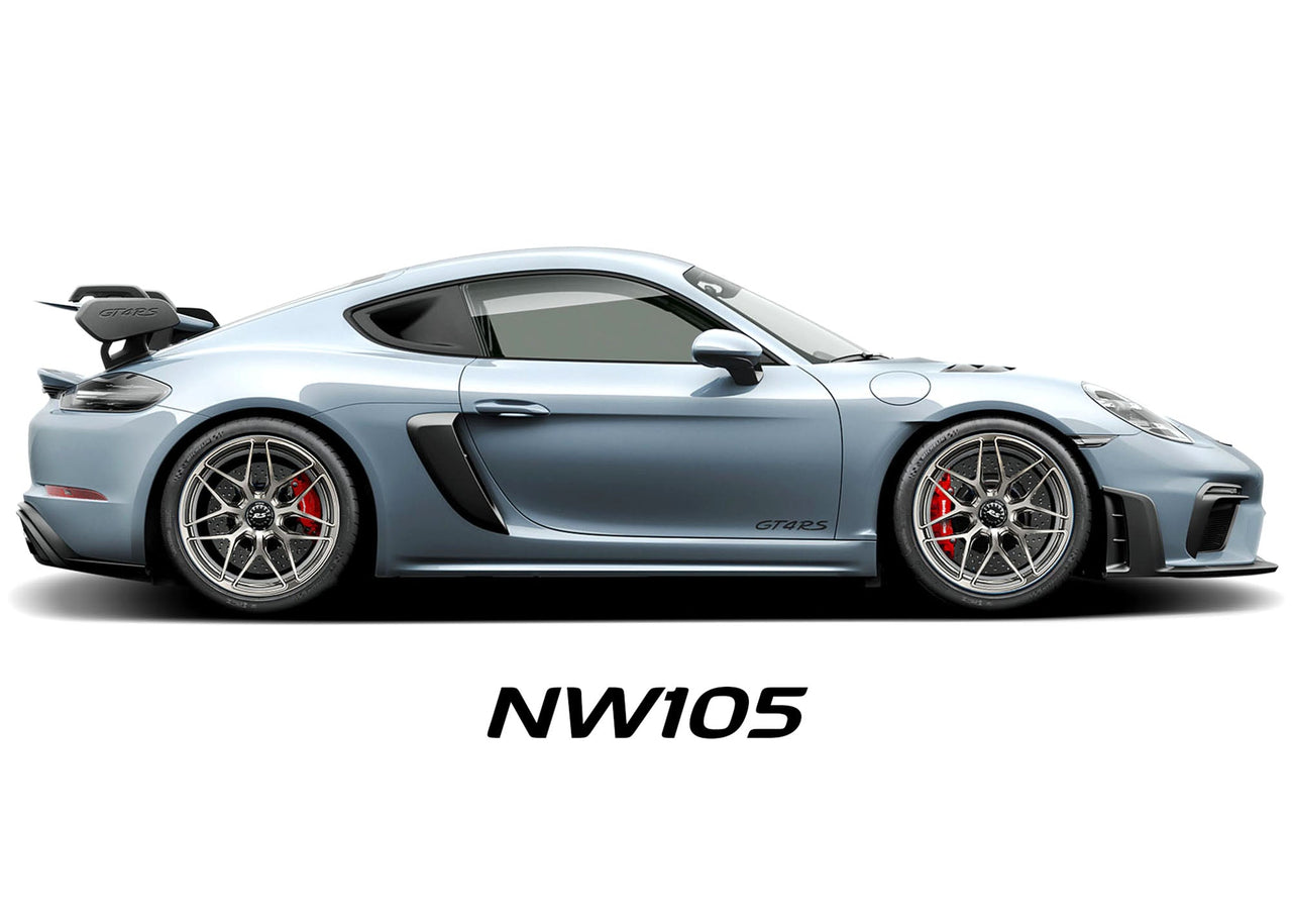 Forgeline NW105 monoblock racing wheels are the best for Porsche 718 Cayman GT4 RS the lightest and strongest for track days, HPDE, and racing events