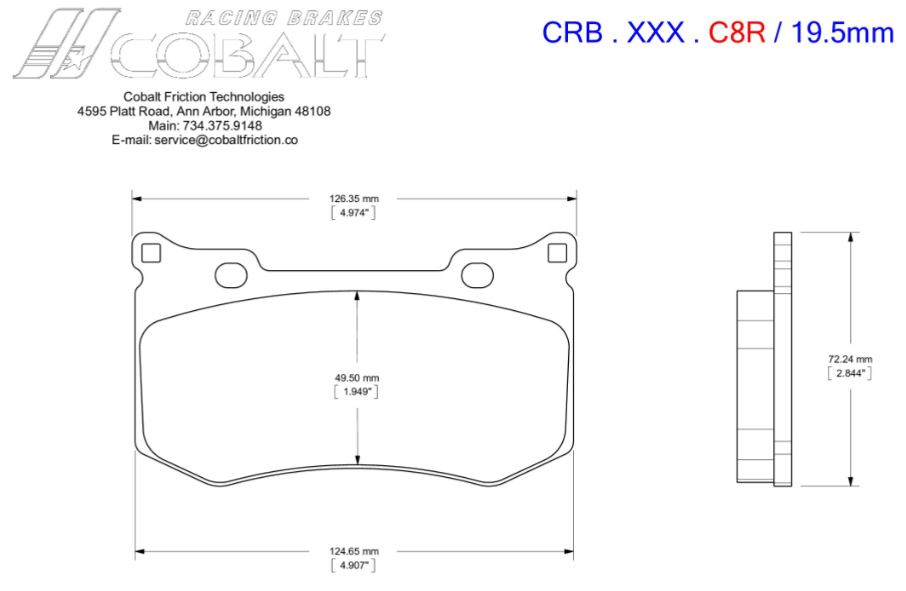 Cobalt Corvette C8 Brake Pads (Rear)